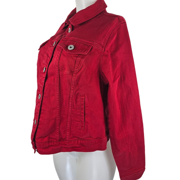 Torrid Red Jean Full Button Up Winter Warm Women's Jacket 0 - L - 12 - Picture 2 of 7